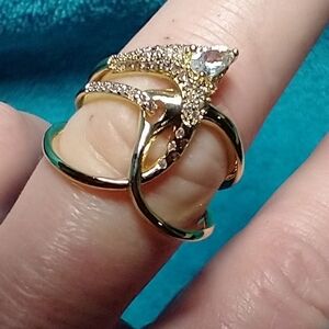 Goldtone gorgeous cz abstract ring
